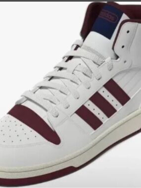 adidas Men's White and Maroon High-Top Sneaker